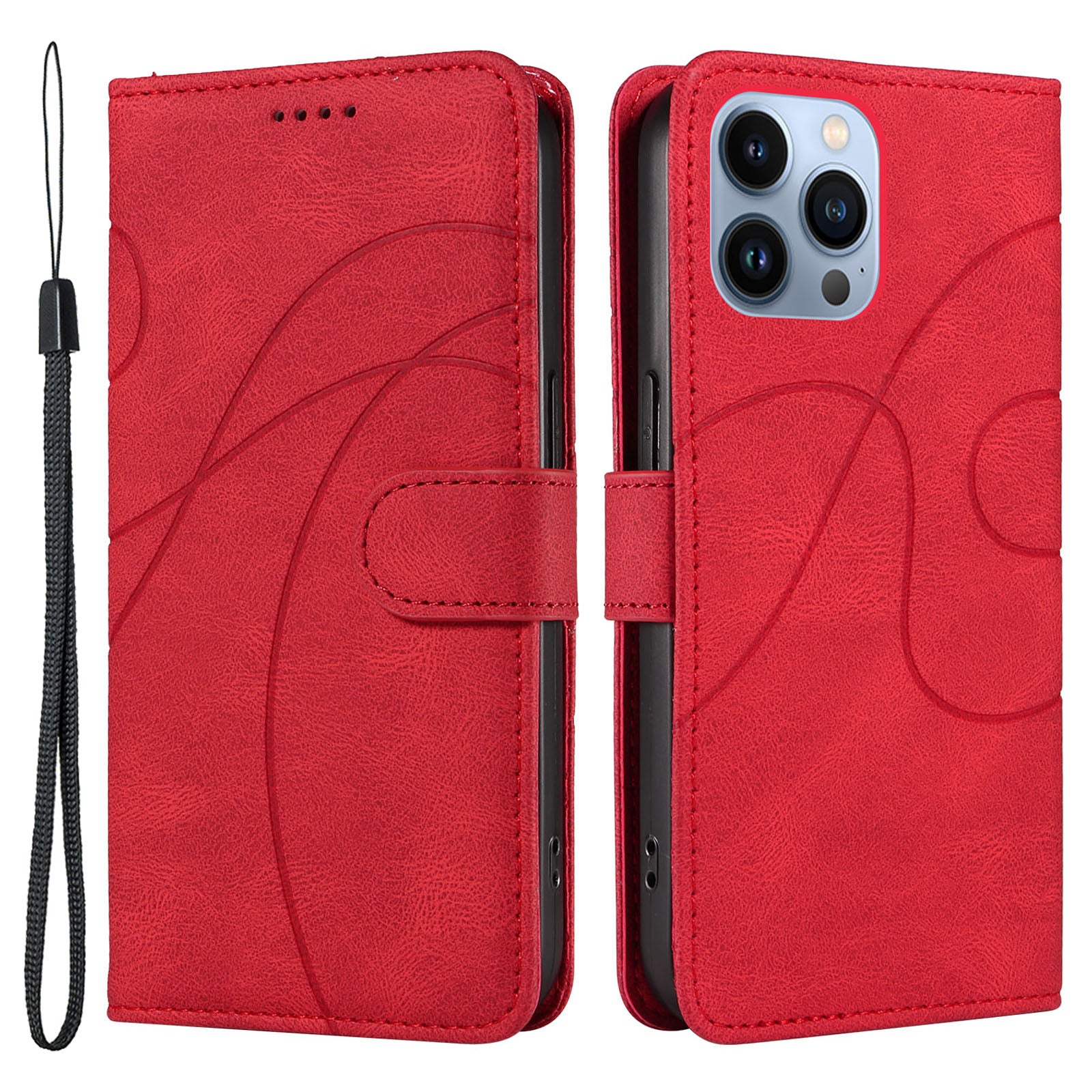 For iPhone 13 Pro Imprinted Line Wallet Case PU Leather Stand Phone Cover For iPhone 13 Pro Imprinted Line Wallet Case PU Leather Stand Phone Cover